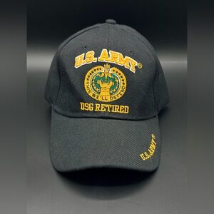 US Army Drill Sergeant Retired Hat Black Veteran Cap Adjustable NWOT